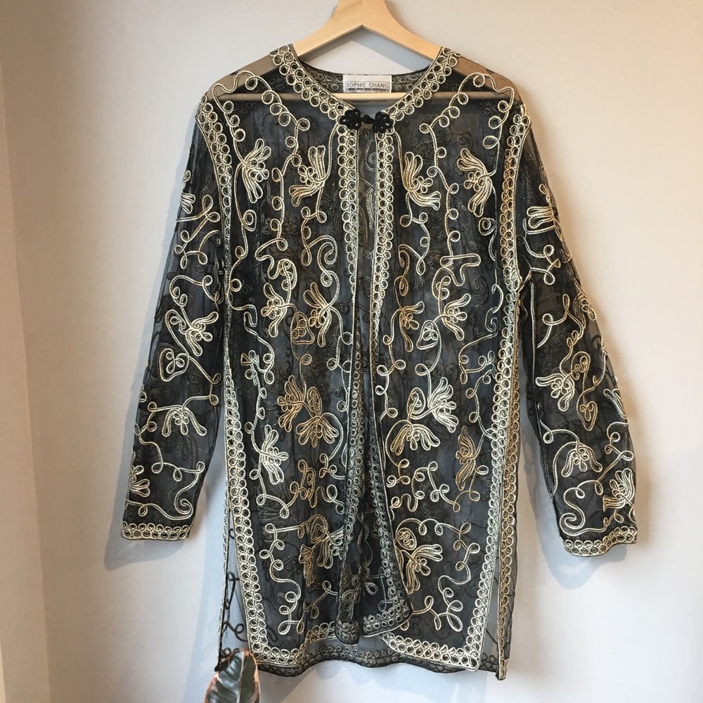 Vintage Sophie Chang Metallic Sheer Duster Jacket